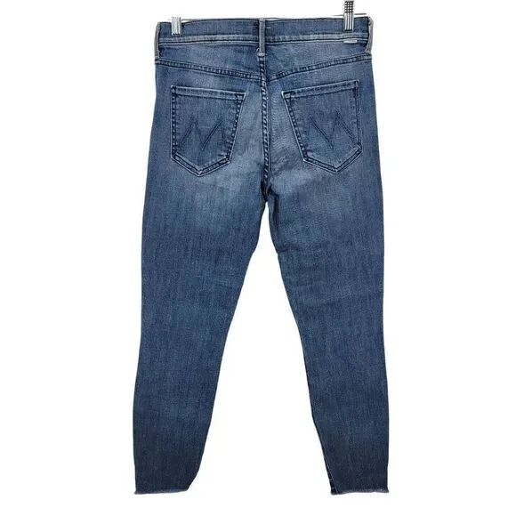 Mother The Stunner Ankle‎ Step Fray Jeans Medium Wash Size 29 Button Fly Stretch